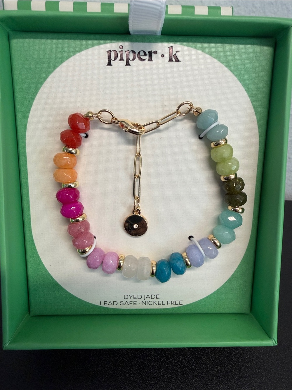 Piper K | Rainbow Dyed Jade Beaded Bracelet 🌈